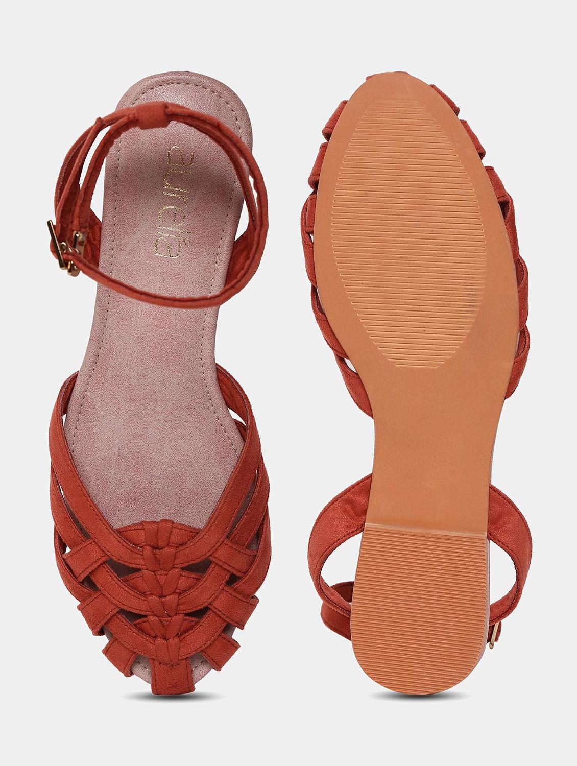 red suede ankle strap sandals - 18179094 - Zoom Image - 3