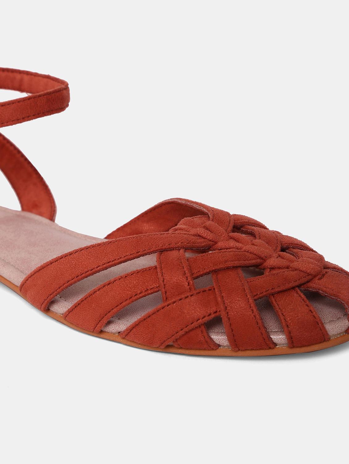 red suede ankle strap sandals - 18179094 - Zoom Image - 4