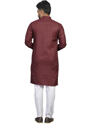 brown silk blend kurta pyjama ethnic wear set - 18179233 - Standard Image - 4