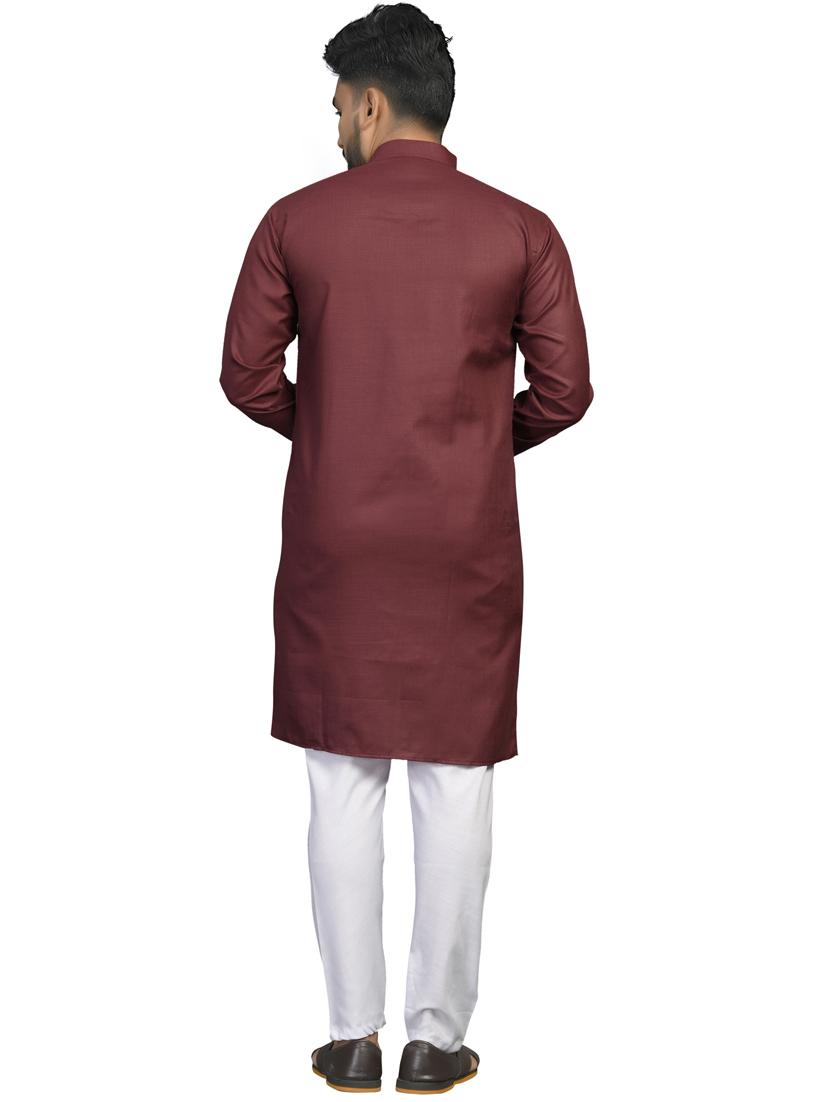 brown silk blend kurta pyjama ethnic wear set - 18179233 - Zoom Image - 4