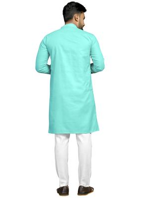 green silk blend kurta pyjama ethnic wear set - 18179234 - Standard Image - 4