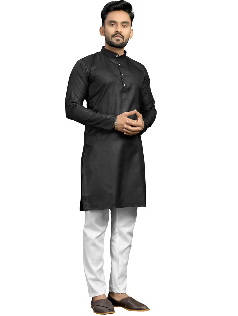black solid kurta pyjama set - 18179245 - Zoom Image - 2