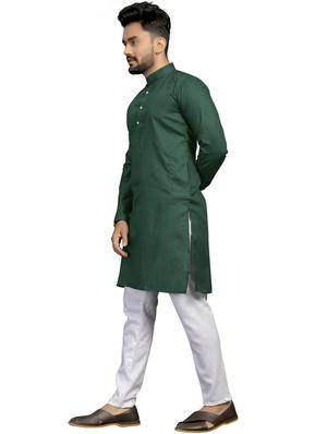bottle-green solid kurta pyjama set - 18179248 - Standard Image - 3