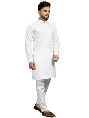 white solid kurta pyjama set - 18179258 - Standard Image - 2