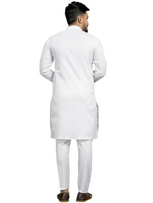white solid kurta pyjama set - 18179258 - Standard Image - 4