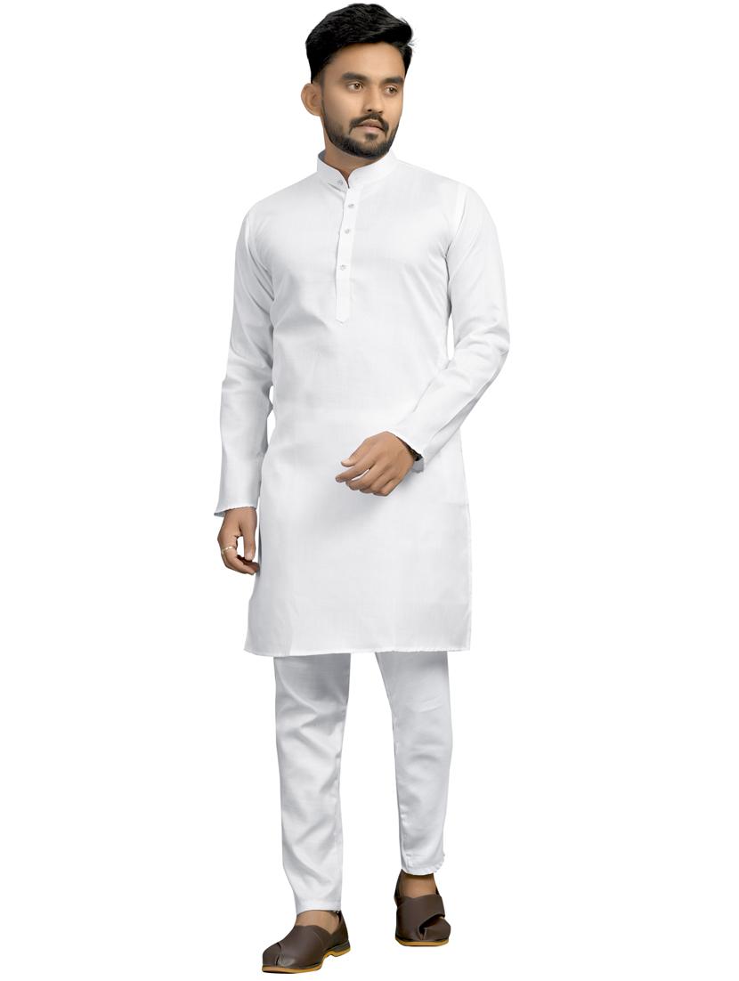white solid kurta pyjama set - 18179258 - Zoom Image - 1