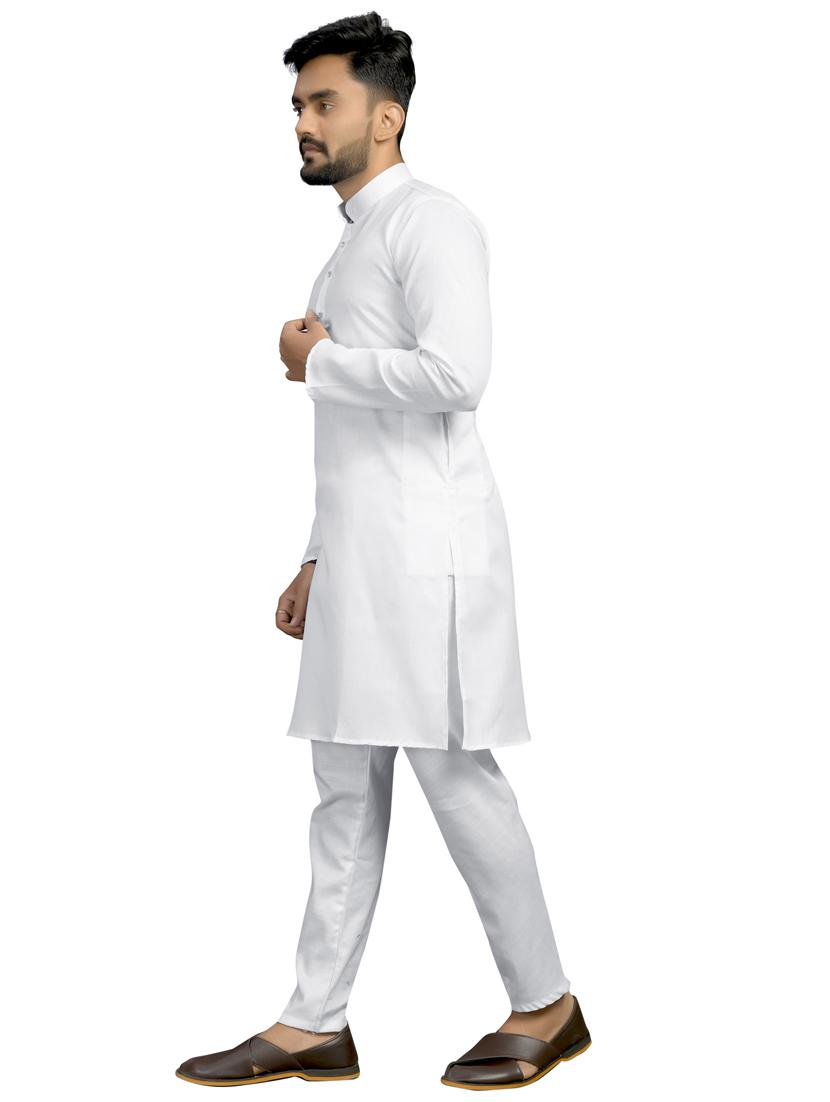 white solid kurta pyjama set - 18179258 - Zoom Image - 3