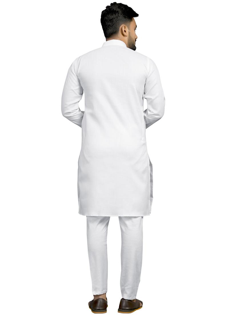 white solid kurta pyjama set - 18179258 - Zoom Image - 4