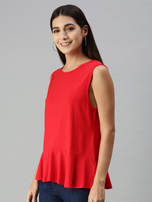 red viscose crop top - 18179283 - Standard Image - 1