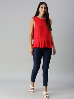 red viscose crop top - 18179283 - Standard Image - 3