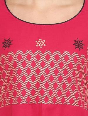pink cotton flared kurta - 18179703 - Standard Image - 4