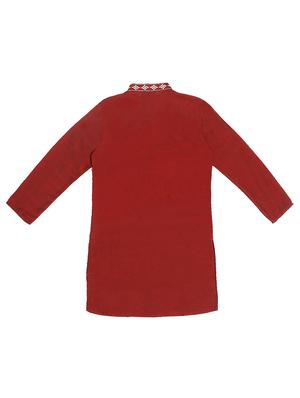 red solid kurta set - 18181947 - Standard Image - 3
