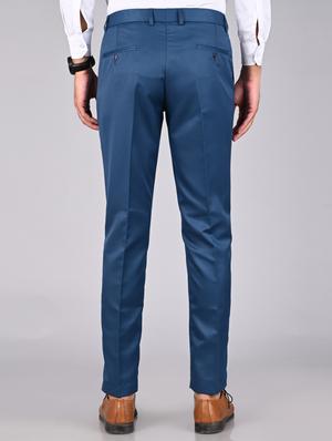 blue solid formal trouser - 18182077 - Standard Image - 3