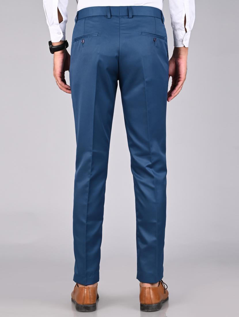 blue solid formal trouser - 18182077 - Zoom Image - 3