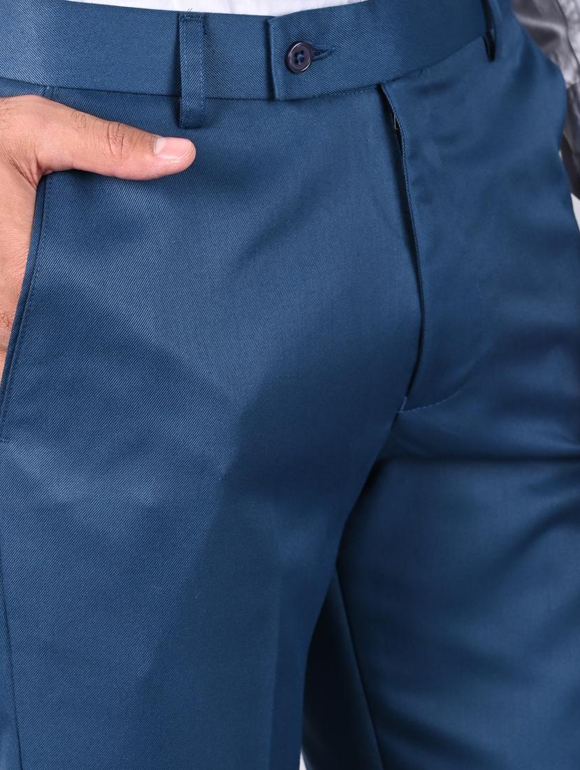 blue solid formal trouser - 18182077 - Zoom Image - 5
