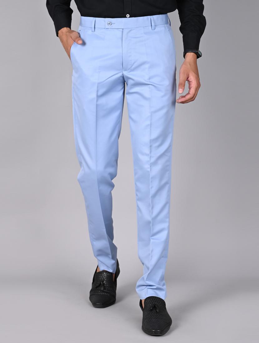 light blue solid formal trouser - 18182087 - Zoom Image - 1