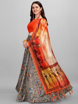 multi colored satin flared lehenga - 18182332 - Standard Image - 2