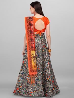 multi colored satin flared lehenga - 18182332 - Standard Image - 3