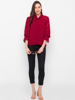 red self design regular top - 18182405 - Standard Image - 4