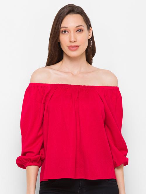 red solid regular top - 18182407 - Standard Image - 1