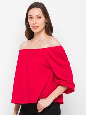 red solid regular top - 18182407 - Standard Image - 2