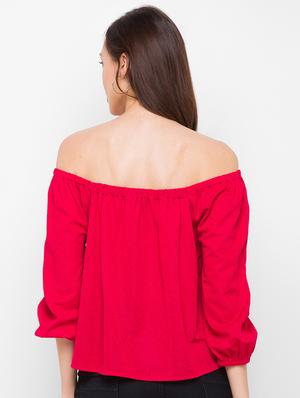 red solid regular top - 18182407 - Standard Image - 3