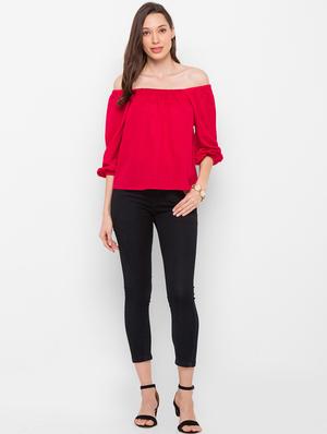red solid regular top - 18182407 - Standard Image - 4