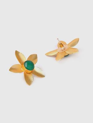 gold metal studs earring - 18182468 - Standard Image - 3