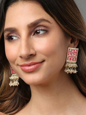 meenakari pearl laheriya studs - 18182516 - Standard Image - 4