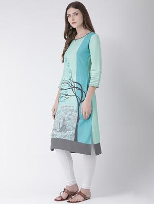 blue crepe straight kurta - 18182815 - Standard Image - 2