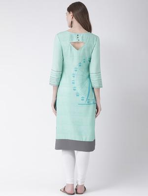 blue crepe straight kurta - 18182815 - Standard Image - 3