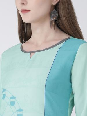 blue crepe straight kurta - 18182815 - Standard Image - 5