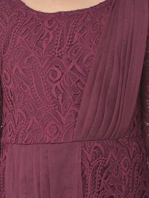 maroon self design party gown - 18183003 - Standard Image - 4