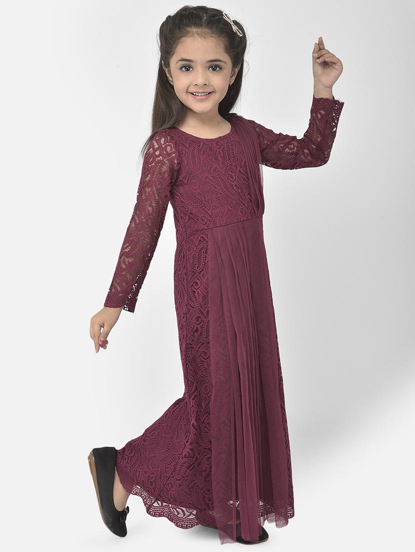 maroon self design party gown - 18183003 - Zoom Image - 2