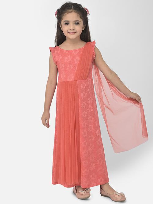 orange printed party gown - 18183004 - Very Small Image - 1