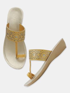 gold slip on sandal - 18183999 - Standard Image - 3