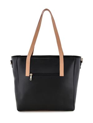 black leatherette (pu) combo handbag - 18184122 - Standard Image - 2