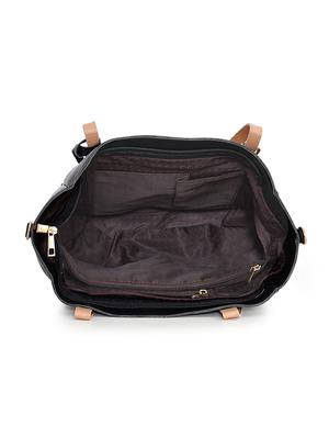 black leatherette (pu) combo handbag - 18184122 - Standard Image - 3