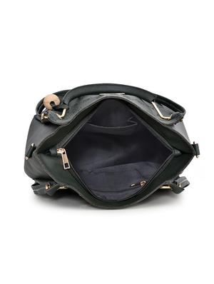 green leatherette (pu) combo handbag - 18184133 - Standard Image - 3