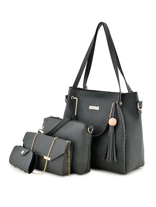 green leatherette (pu) combo handbag - 18184136 - Very Small Image - 1