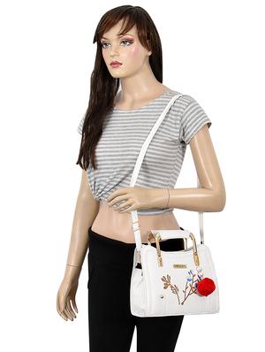 white polyester regular handbag - 18184498 - Standard Image - 5