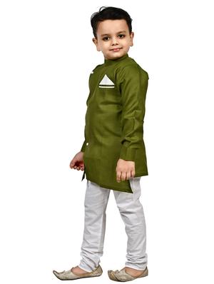 green solid kurta set - 18184578 - Standard Image - 3
