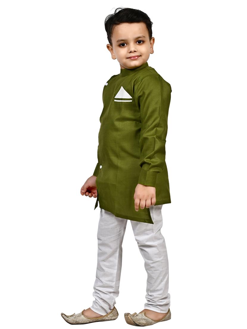 green solid kurta set - 18184578 - Zoom Image - 3