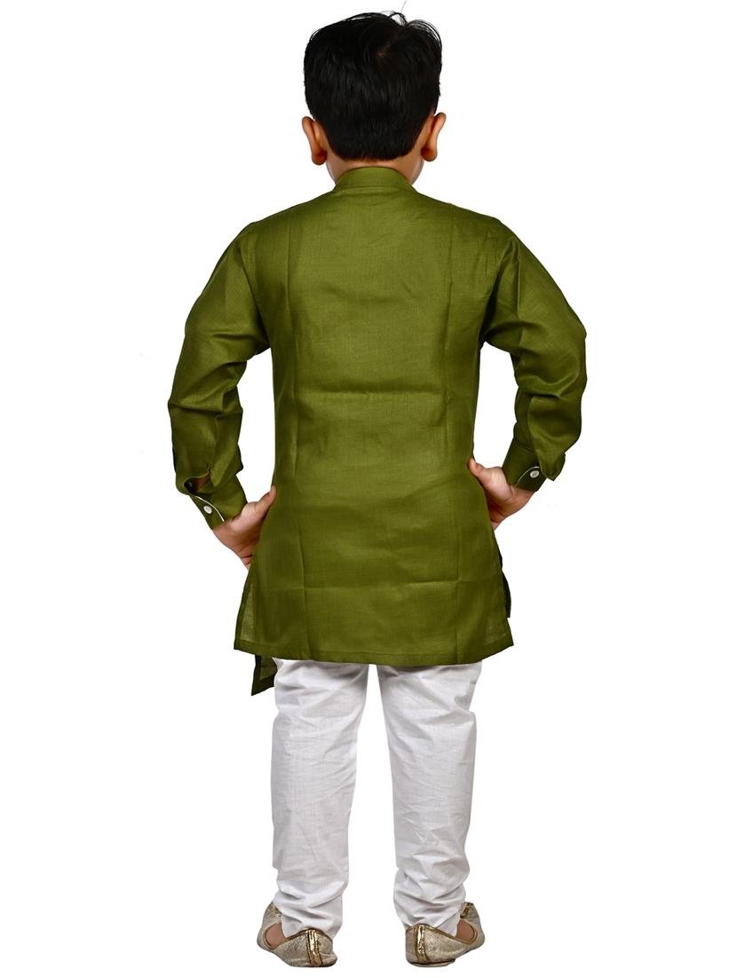 green solid kurta set - 18184578 - Zoom Image - 4