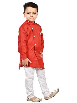 red solid kurta set - 18184579 - Standard Image - 3