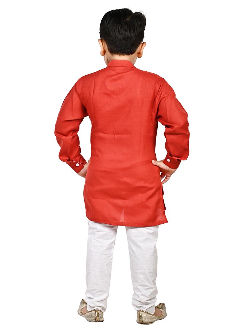 red solid kurta set - 18184579 - Zoom Image - 4