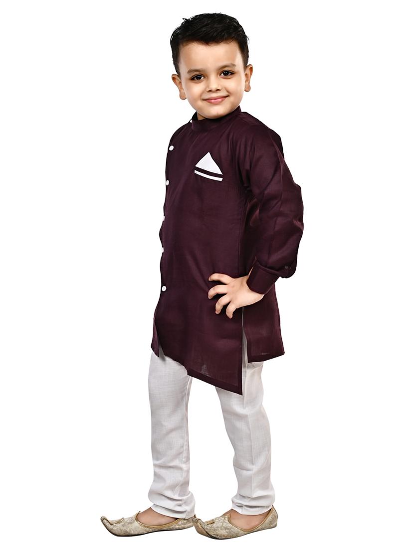 purple solid kurta set - 18184581 - Zoom Image - 2