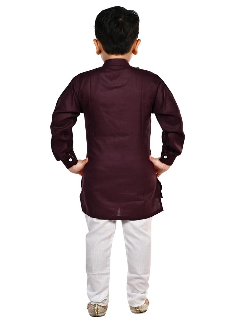 purple solid kurta set - 18184581 - Zoom Image - 4
