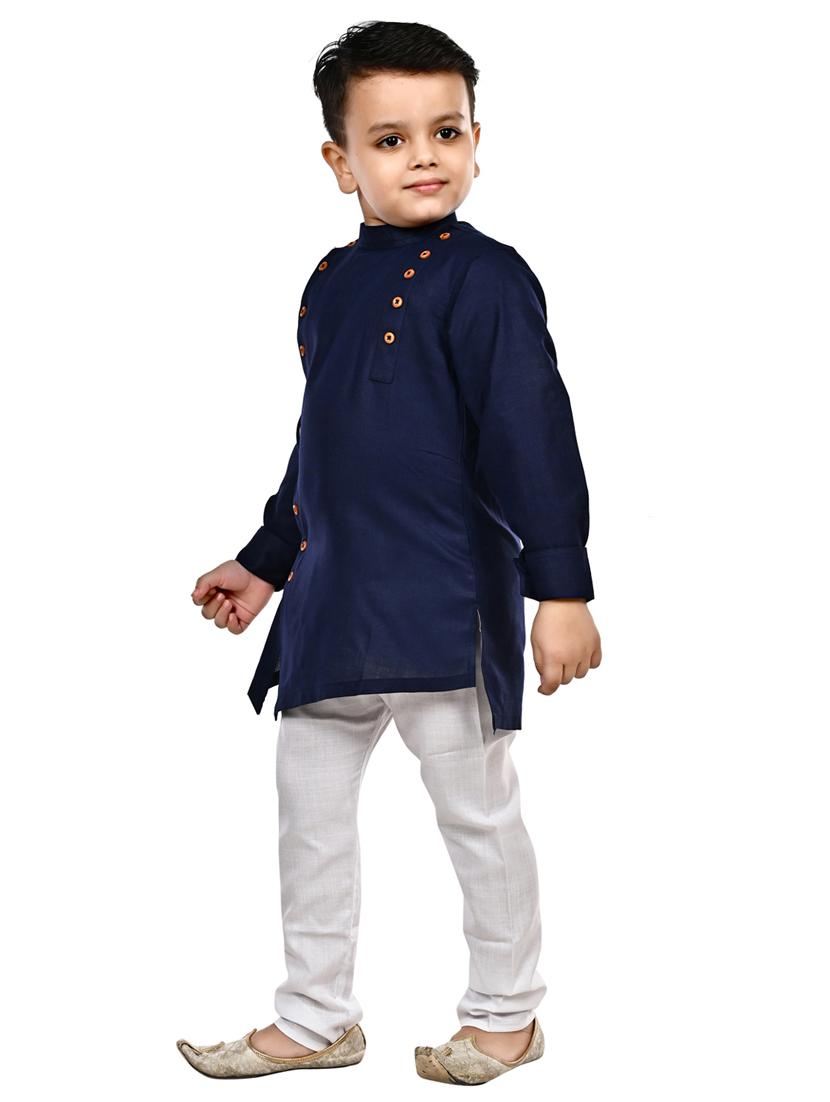 navy blue solid kurta set - 18184584 - Zoom Image - 2