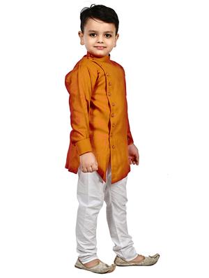 mustard solid kurta set - 18184586 - Standard Image - 3